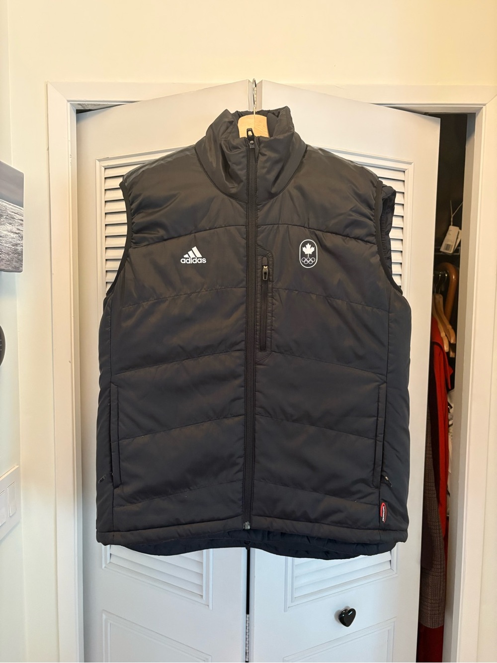 Team Canada Adidas Black Quilted Puffer Vest with Olympic Crest